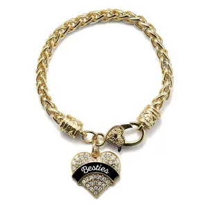 Gold Black and White Besties Pave Heart Charm Braided Bracelet