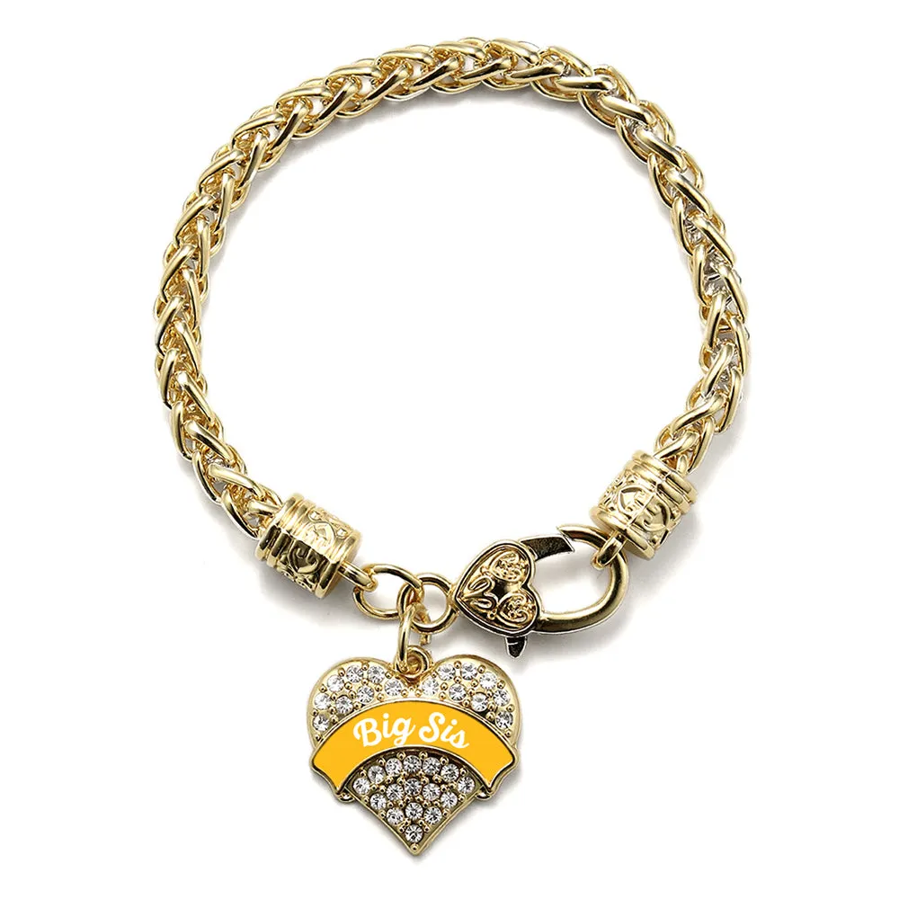 Gold Marigold Big Sister Pave Heart Charm Braided Bracelet