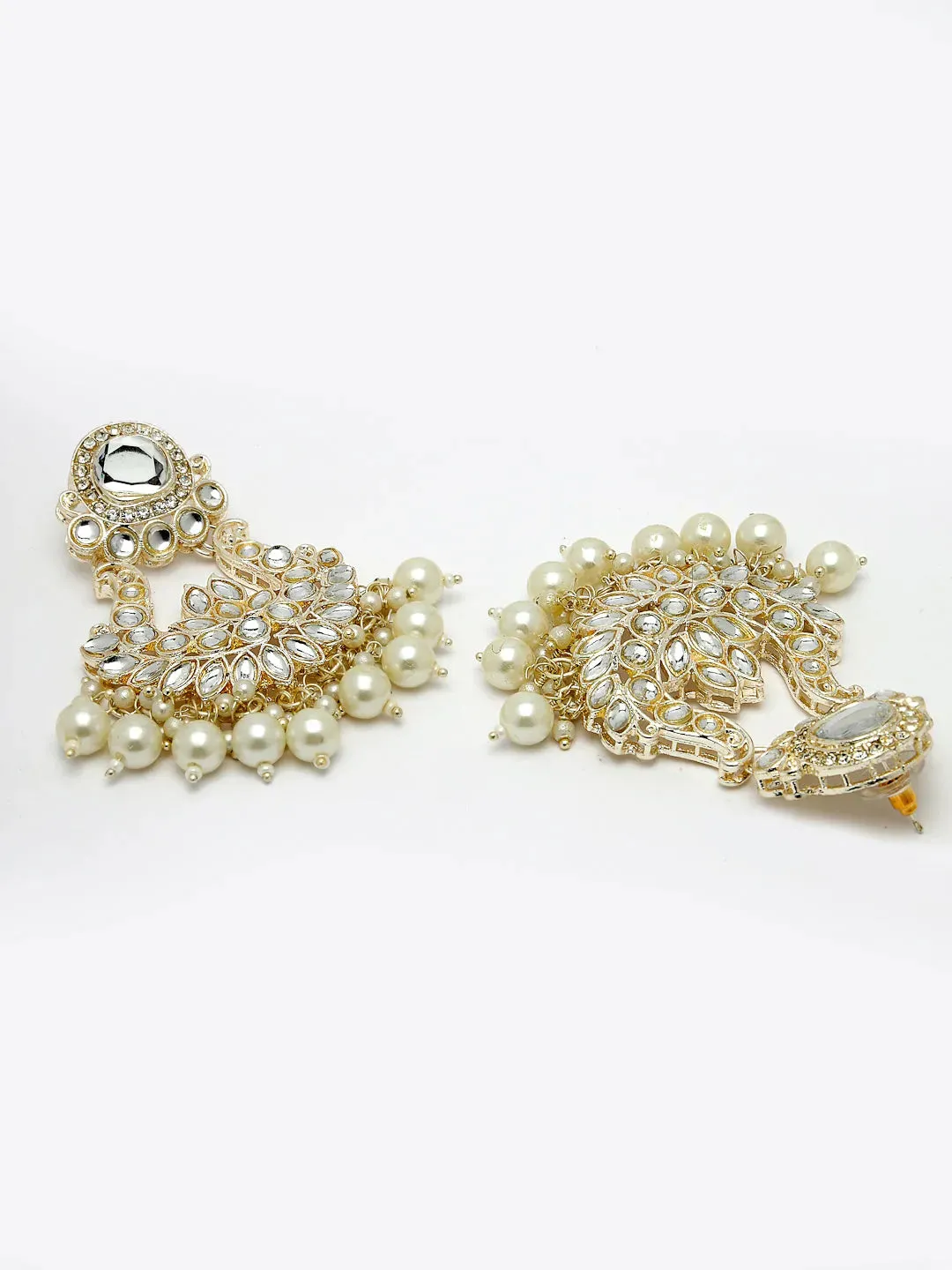 Gold-Plated Kundan Chandbalis Earrings