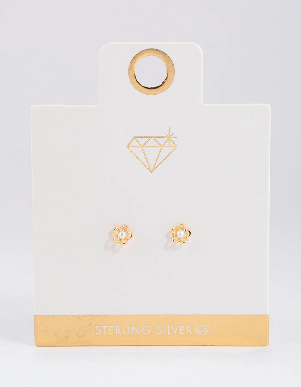 Gold Plated Sterling Silver Pearl & Flower Stud Earrings