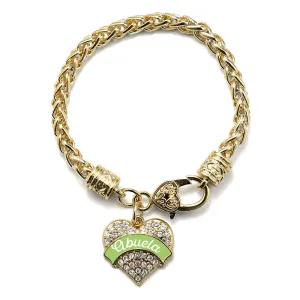 Gold Sage Green Abuela Pave Heart Charm Braided Bracelet