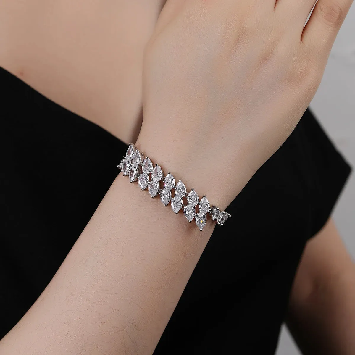 Gorgeous Waterdrop Cubic Zircon Chain Bracelets Fashion Jewelry for Women Gift CK10168