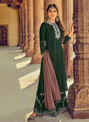 Green Embroidered Ethnic Palazzo Suit