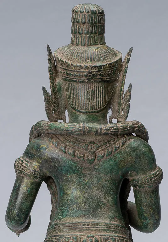 Guardian Statue - Antique Khmer Bronze Koh Ker Style Yaksha Temple Guardian - 55cm / 22"