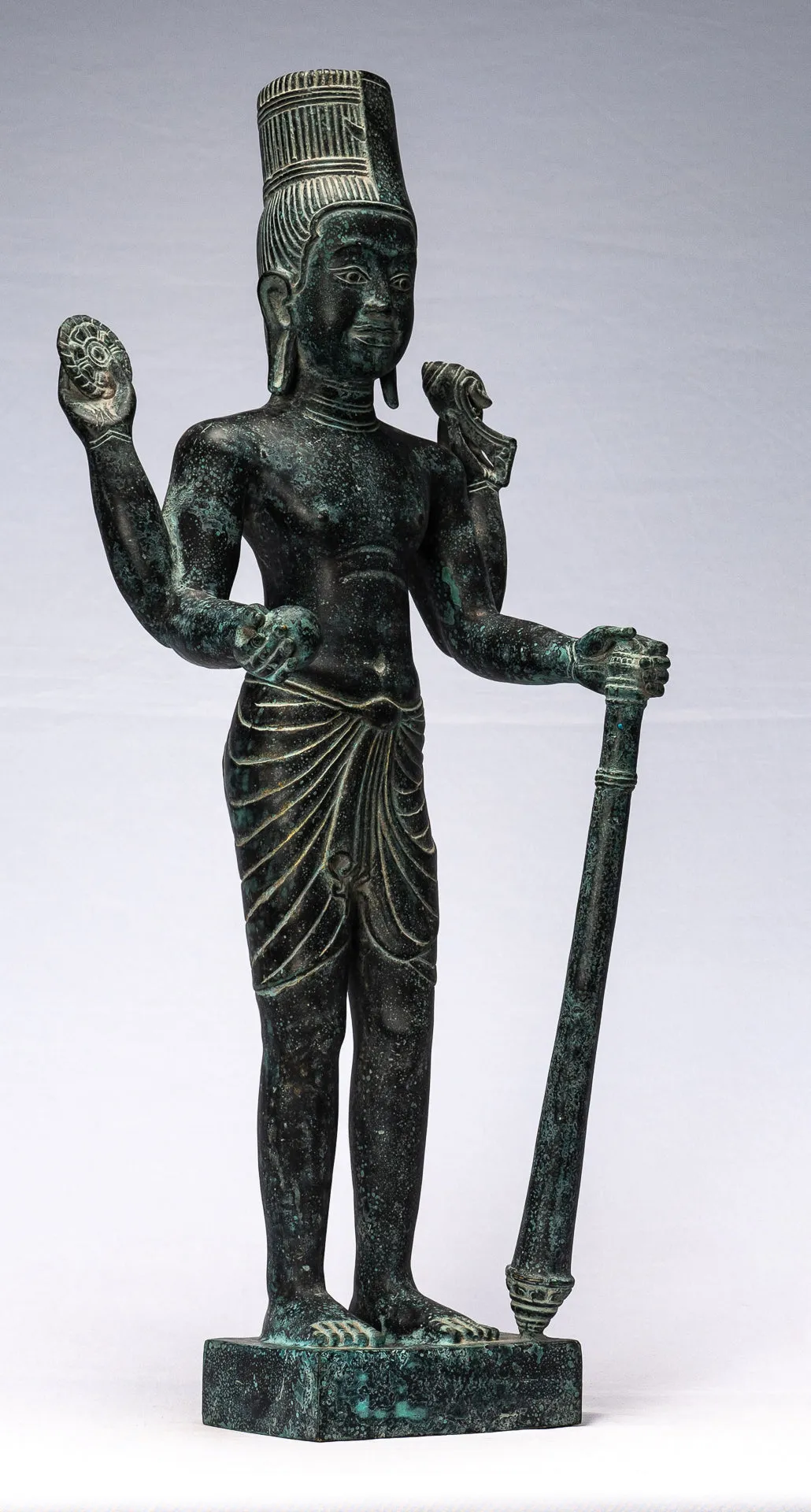 Harihara - Antique Phnom Da Style Bronze Khmer Hari Hara or Vishnu & Shiva - 57cm/23"