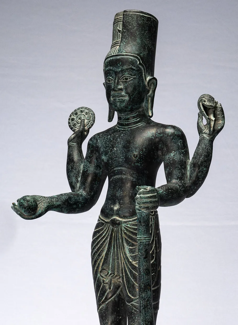 Harihara - Antique Phnom Da Style Bronze Khmer Hari Hara or Vishnu & Shiva - 57cm/23"