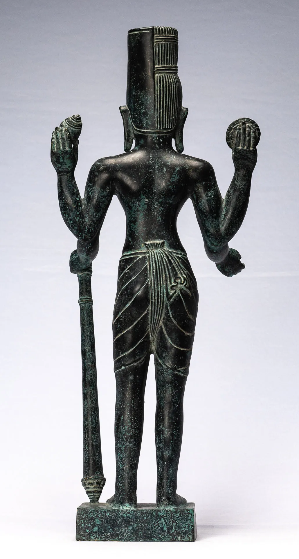 Harihara - Antique Phnom Da Style Bronze Khmer Hari Hara or Vishnu & Shiva - 57cm/23"