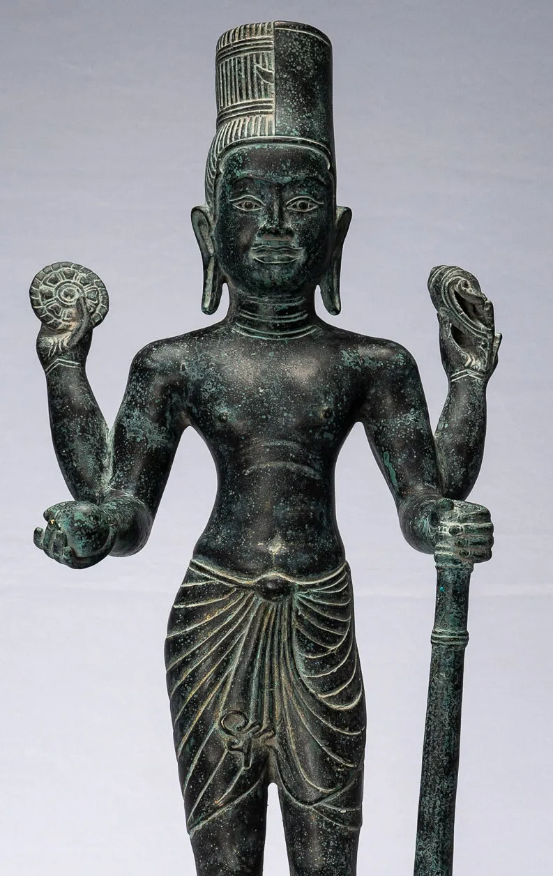 Harihara - Antique Phnom Da Style Bronze Khmer Hari Hara or Vishnu & Shiva - 57cm/23"