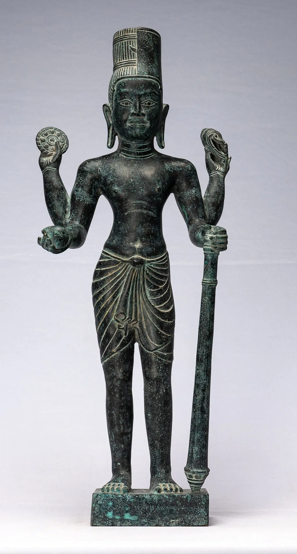 Harihara - Antique Phnom Da Style Bronze Khmer Hari Hara or Vishnu & Shiva - 57cm/23"