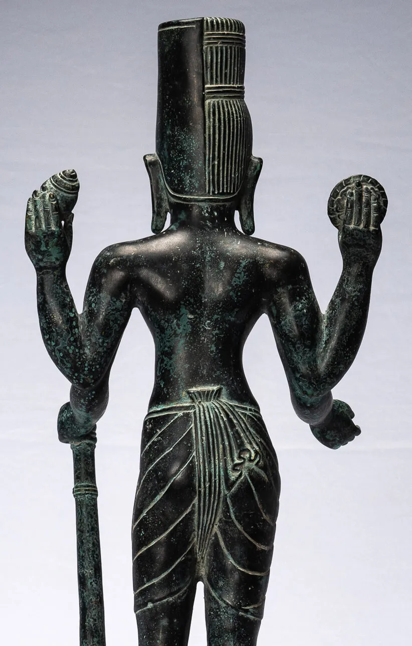 Harihara - Antique Phnom Da Style Bronze Khmer Hari Hara or Vishnu & Shiva - 57cm/23"