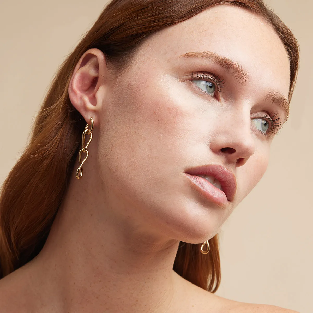 Infinite Drop Stud Earrings in Gold