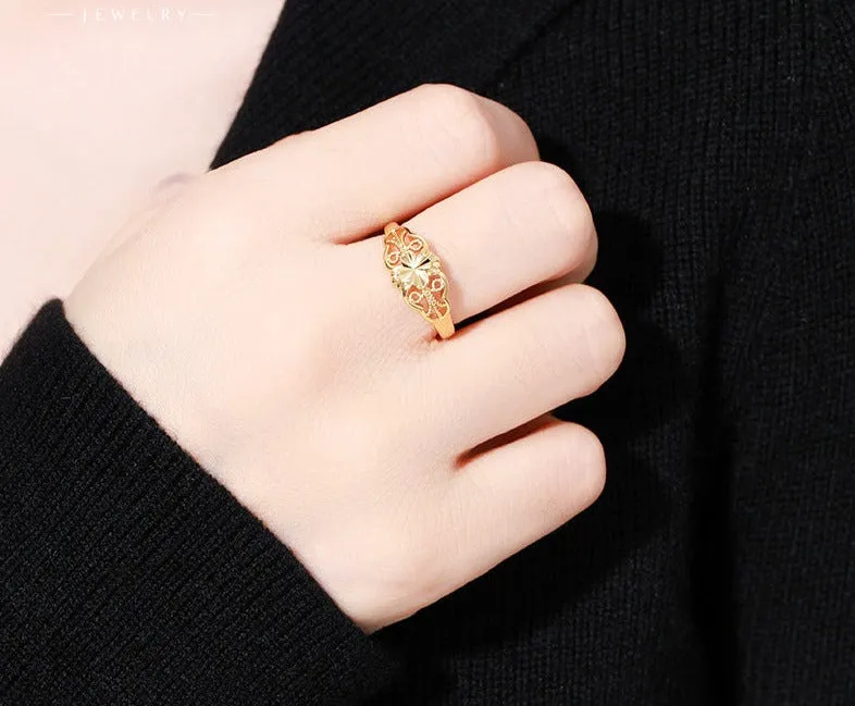 Jewelry ins fashion new four-leaf flower open ring simple temperament ring