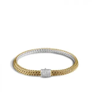 JOHN HARDY SILVER & GOLD CLASSIC CHAIN WOMEN'S DIAMOND WOVEN BRACELET