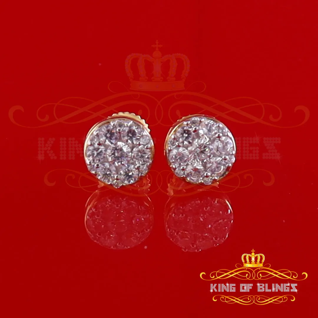 King of Bling's 0.94ct Cubic Zirconia 925 Yellow Silver Women's & Men's Hip Hop Square Earrings