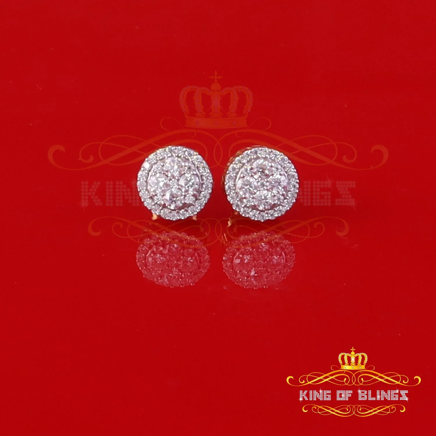 King of Bling's Men's/Womens Silver Yellow 0.50ct VVS 'D' Moissanite Round Stud Earrings