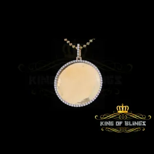 King of Bling's Yellow 1.75" Picture Round Pendant Sterling Silver with 3.96ct Cubic Zirconia