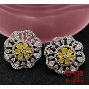 Krisha Silver CZ Studs/ Trendy Bollywood Stud Earrings