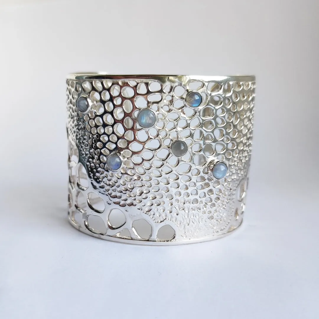 Labyrinth Sterling Silver Moonstone Cuff