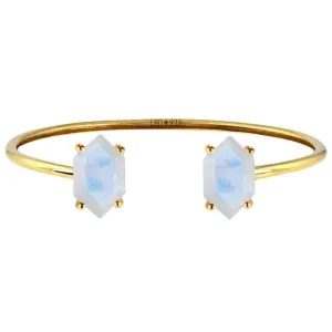 Laihas Miraculous Hexagon Gold Moonstone Cuff Bangle