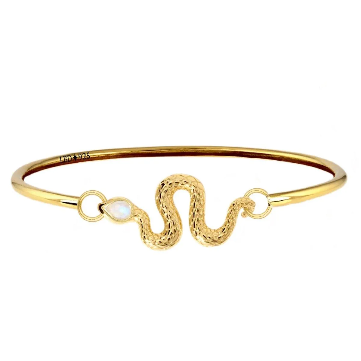 Laihas New Beginnings Gold Moonstone Snake Bangle Bracelet