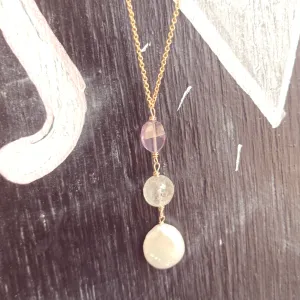 Lariat Necklace | Gold Dipped & Gemstone