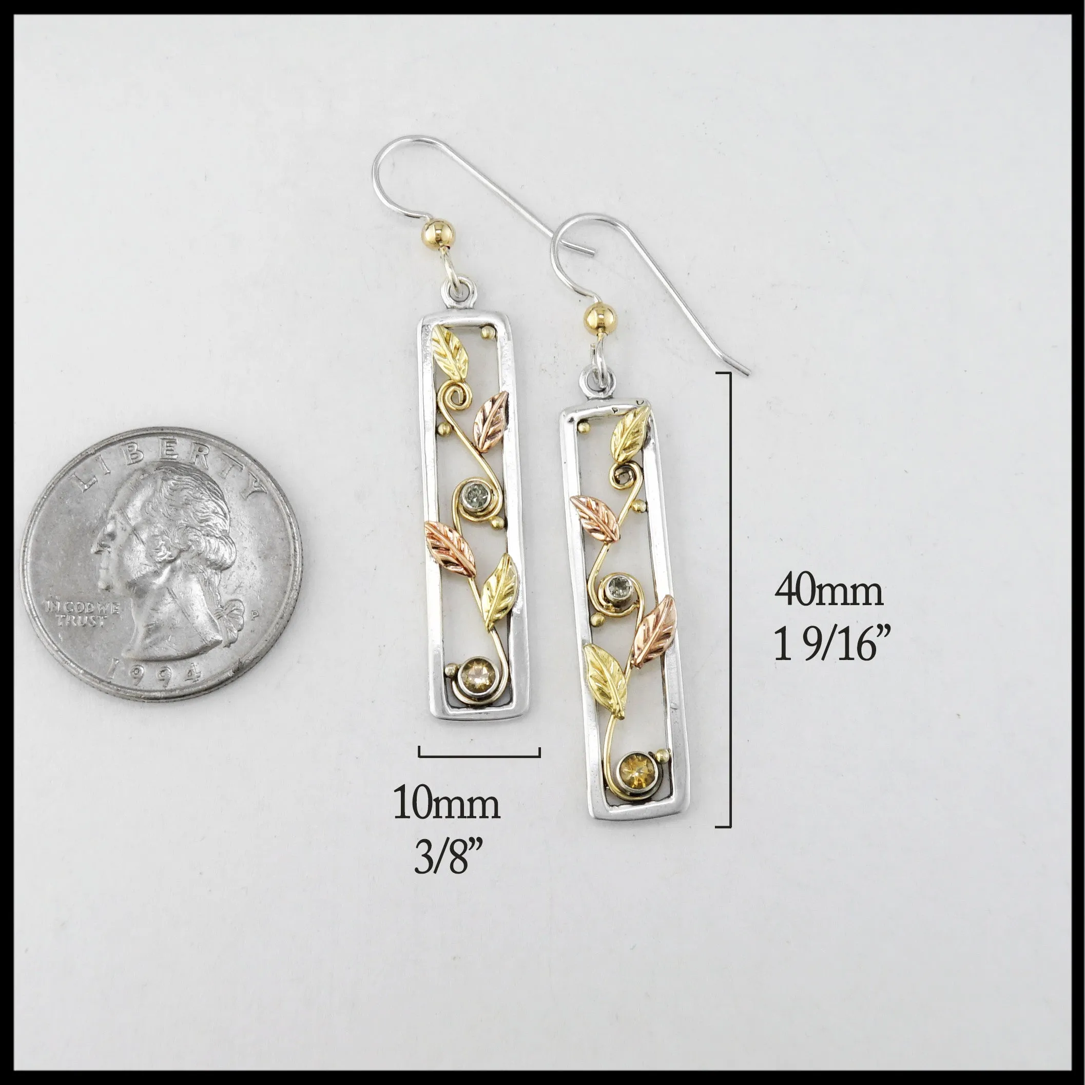 Leaf Frame Earrings with Citrine