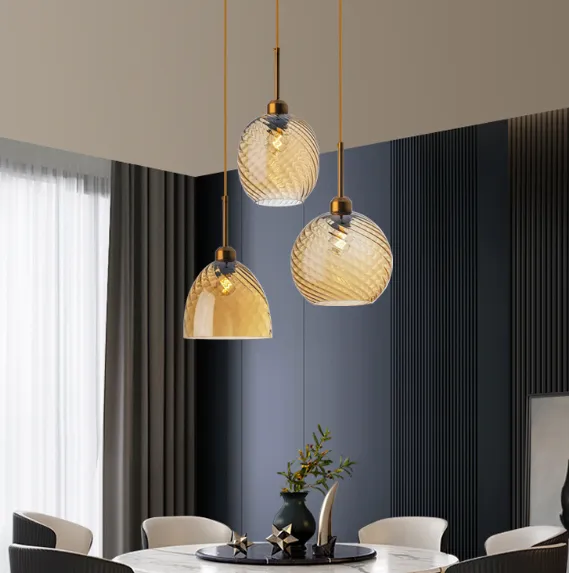 LED Curved Pattern Creative Glass Pendant Light