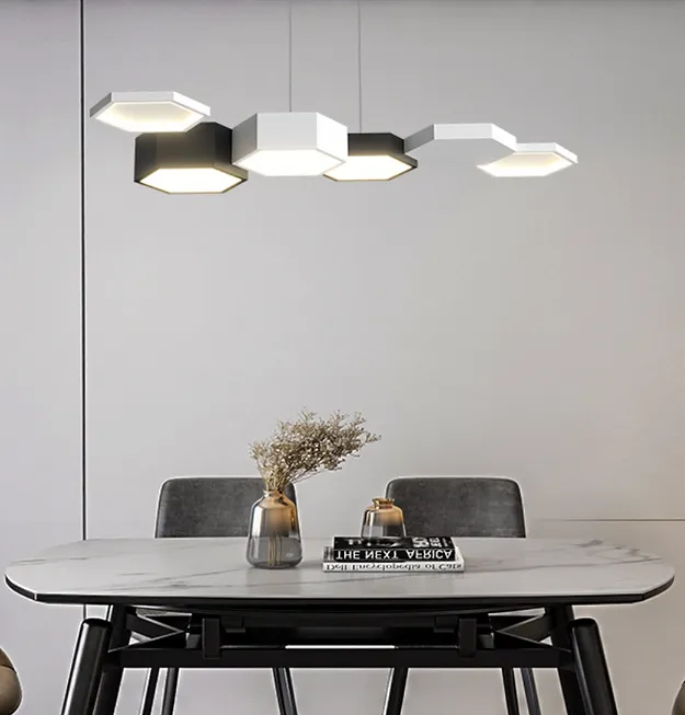 LED Geometry Combo Black White Pendant Light