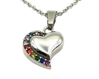 LGBTQ  Gem Heart Pendant with Chain