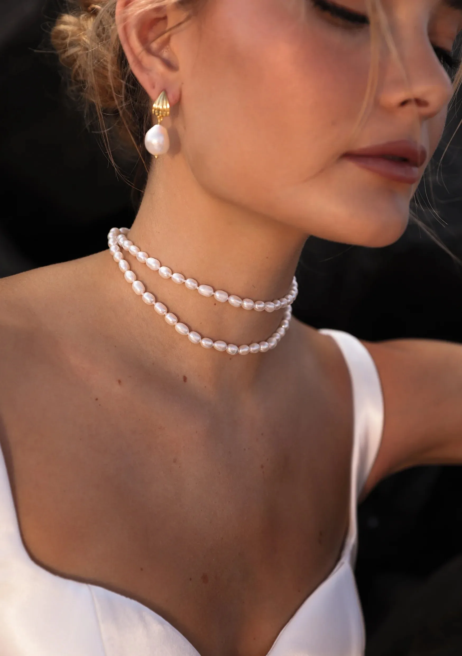 Lola Knight - Valentina Long Stand Freshwater Pearl Bridal Necklace