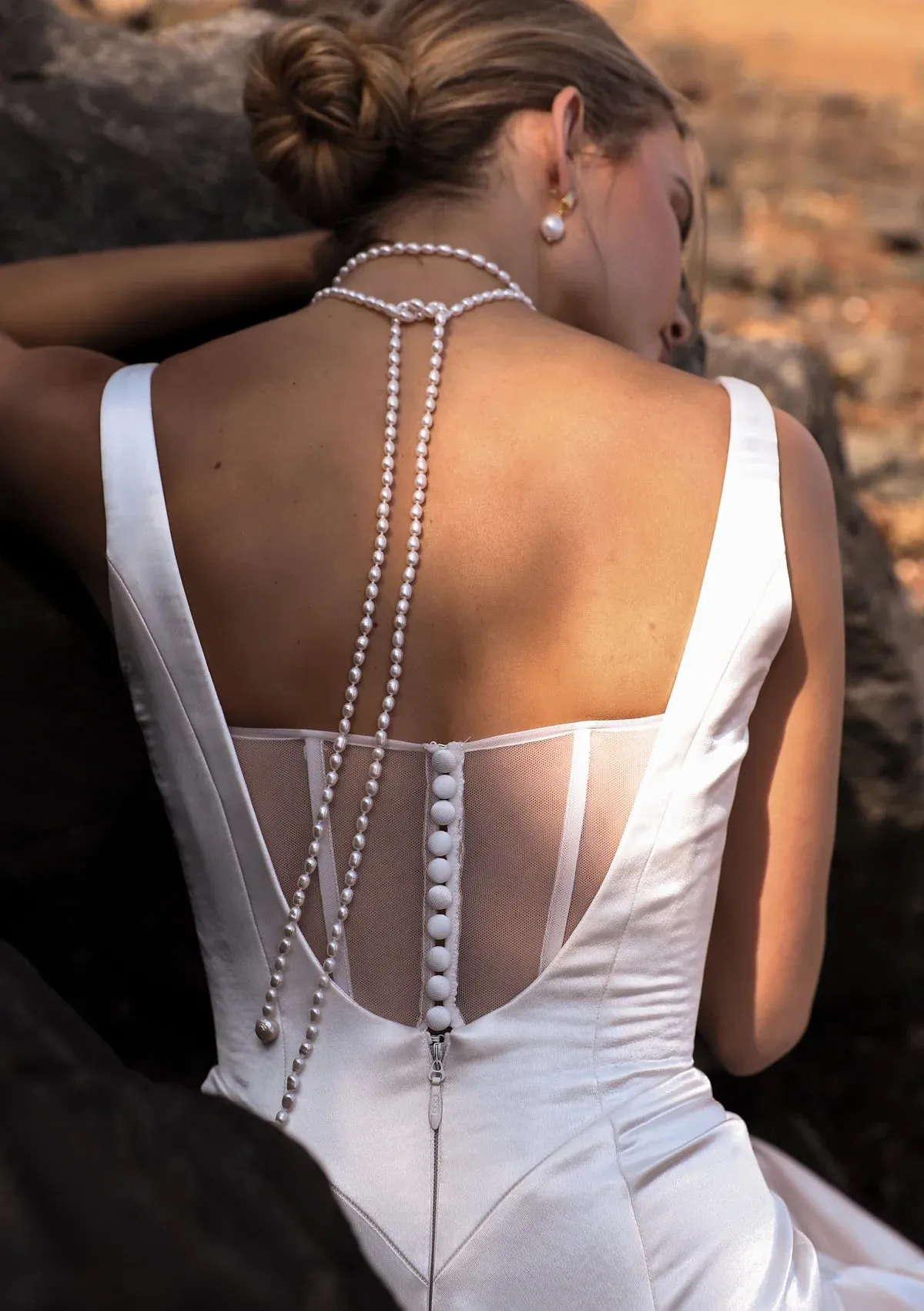 Lola Knight - Valentina Long Stand Freshwater Pearl Bridal Necklace