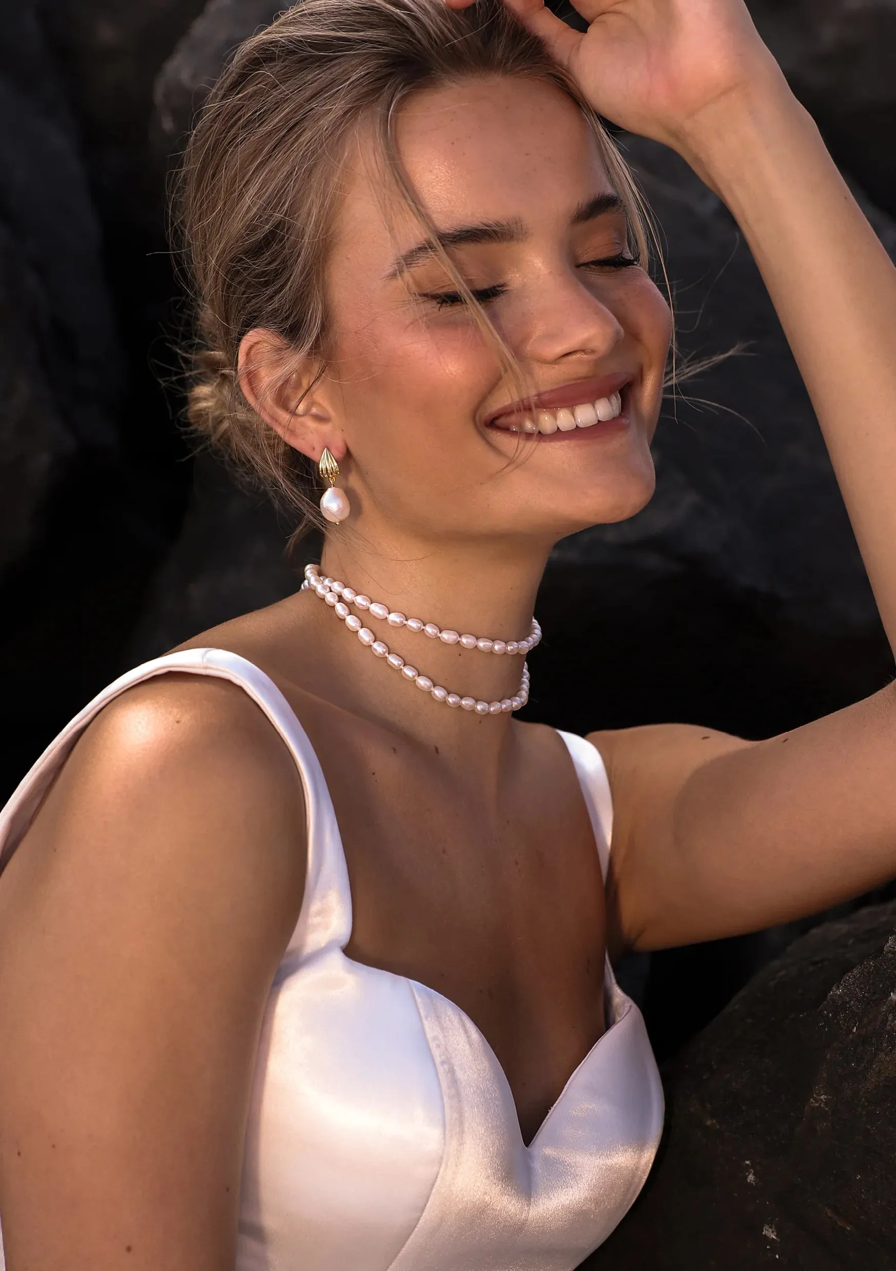 Lola Knight - Valentina Long Stand Freshwater Pearl Bridal Necklace