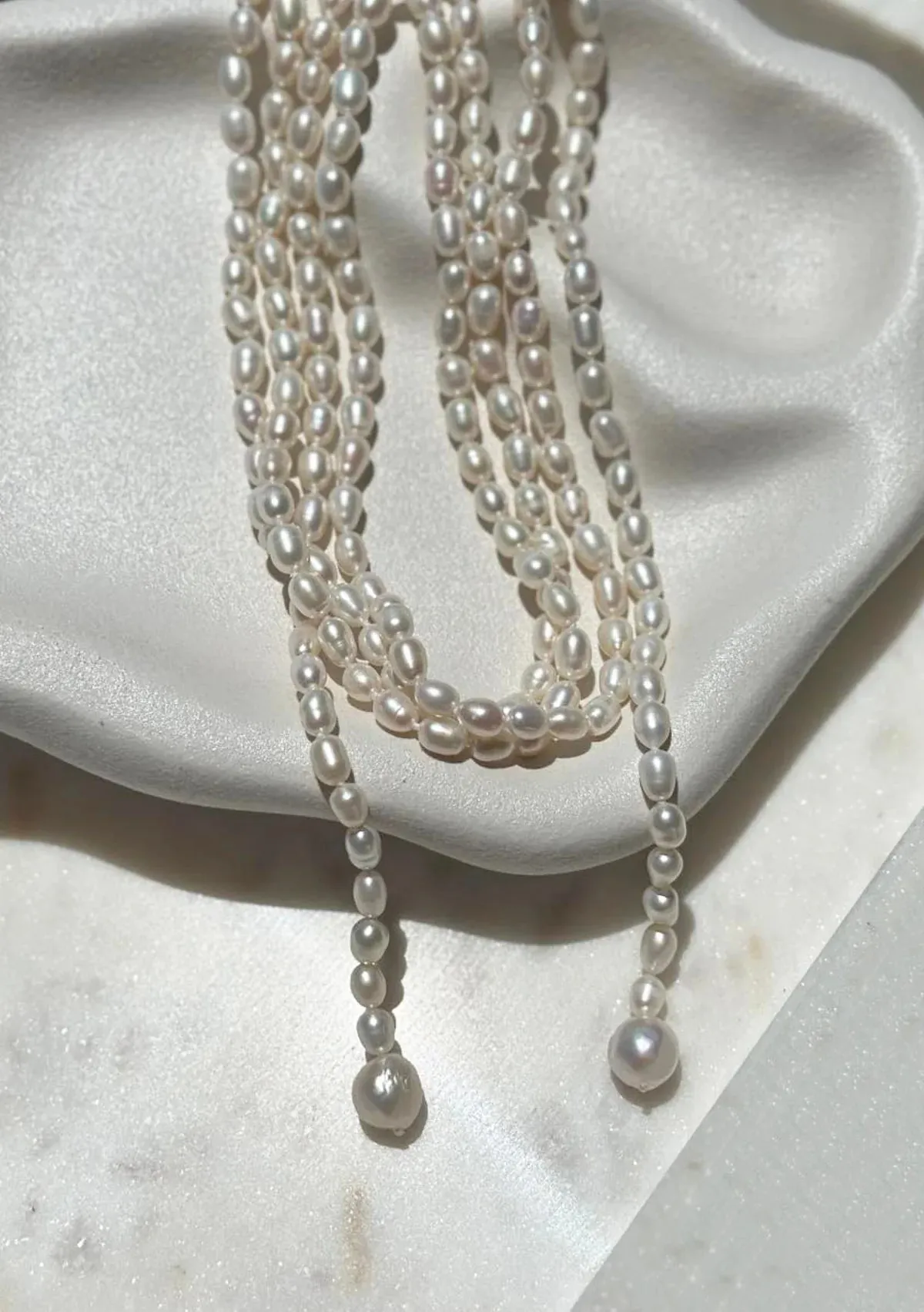 Lola Knight - Valentina Long Stand Freshwater Pearl Bridal Necklace