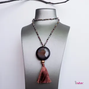 Long Necklace of Tassel Gemstone