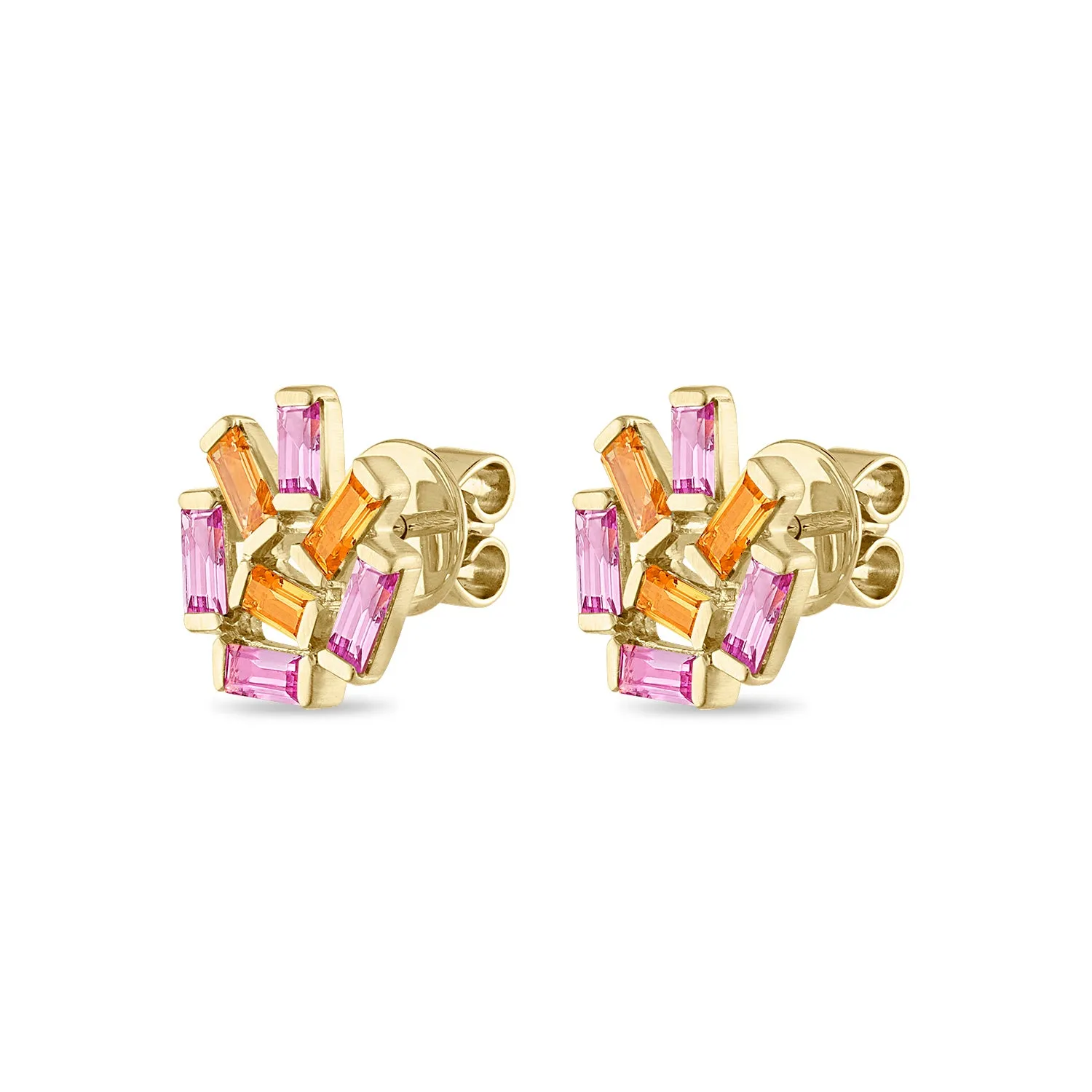 Medium Jubilation Studs: Pink and Orange Sapphire