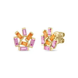 Medium Jubilation Studs: Pink and Orange Sapphire