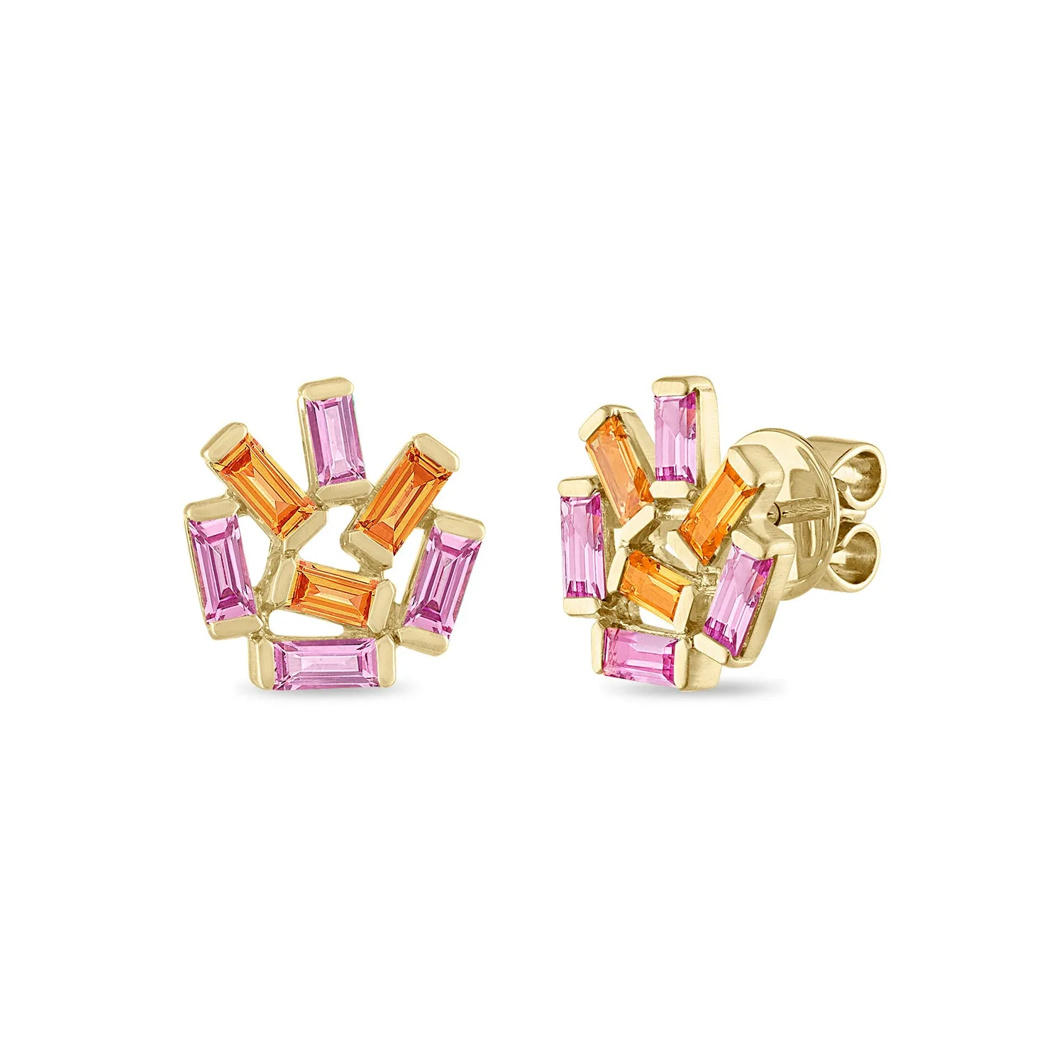 Medium Jubilation Studs: Pink and Orange Sapphire