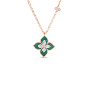 Medium Malachite and Diamond Accent Flower Pendant