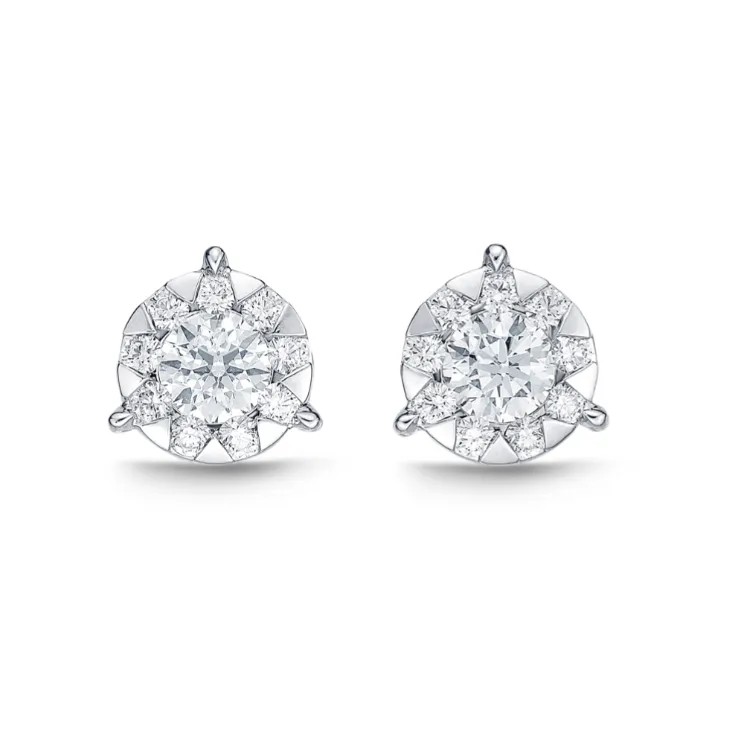 Memoire 18k White Gold "Bouquet" Diamond Stud Earrings