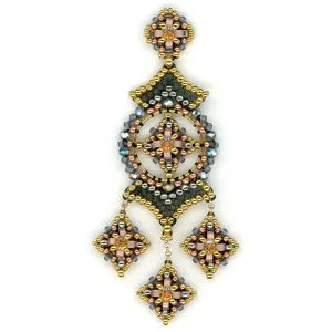 MIGUEL ASES AUTUMN MIST THREE DIAMOND DROP CHANDELIER EARRINGS