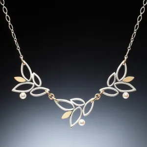 Mixed Metal Lace Leaf Necklace