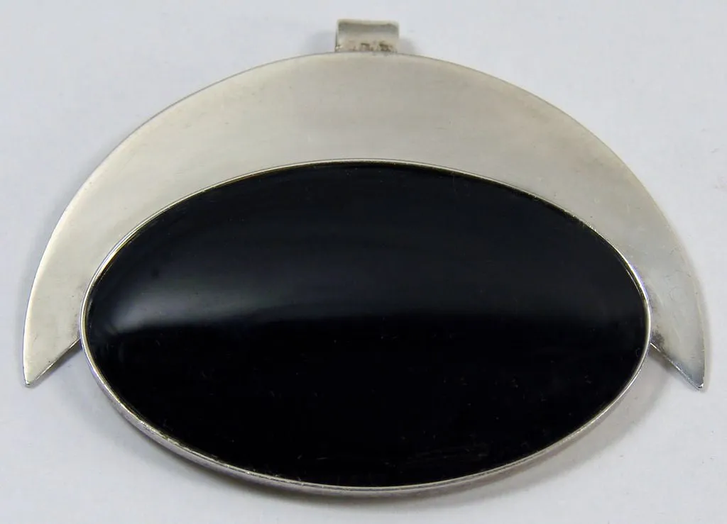 Modernist Sterling Silver & Black Onyx Pendant