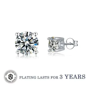 Moissanite Stud Earrings .5ct-2ct Sterling Silver Waterproof