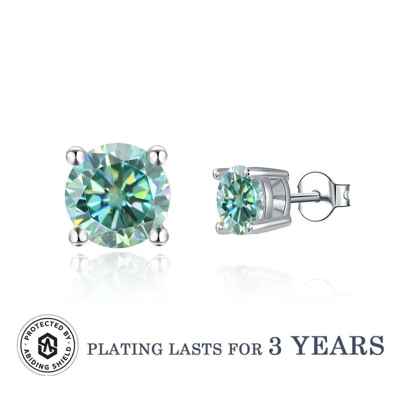 Moissanite Stud Earrings .5ct-2ct Sterling Silver Waterproof