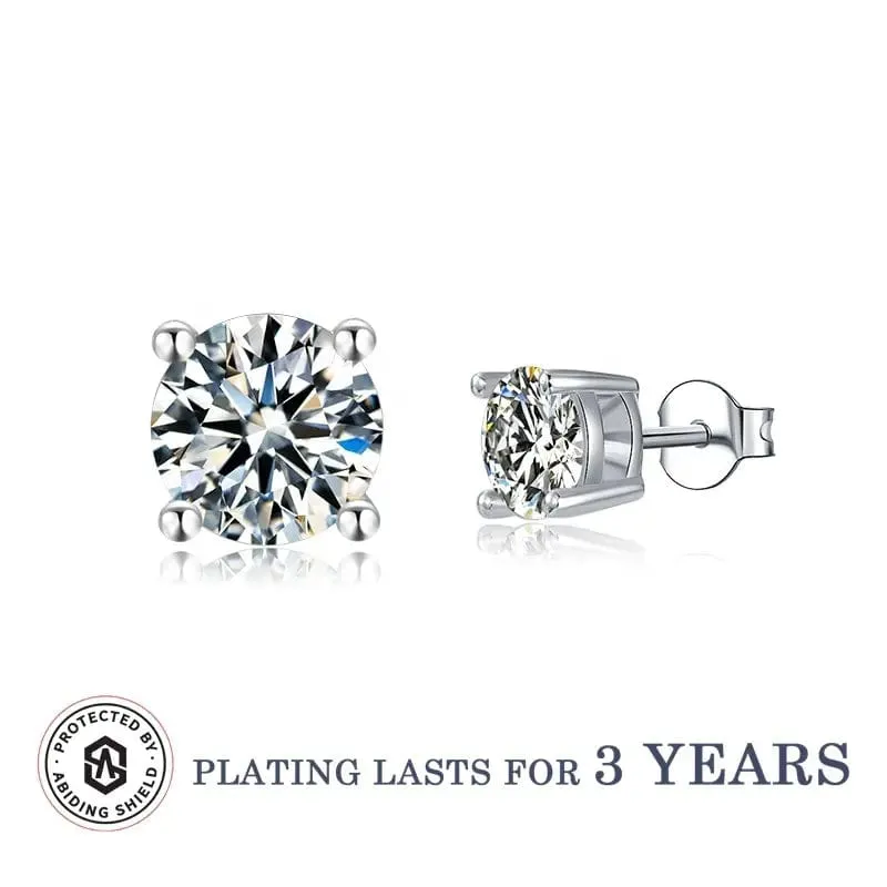 Moissanite Stud Earrings .5ct-2ct Sterling Silver Waterproof