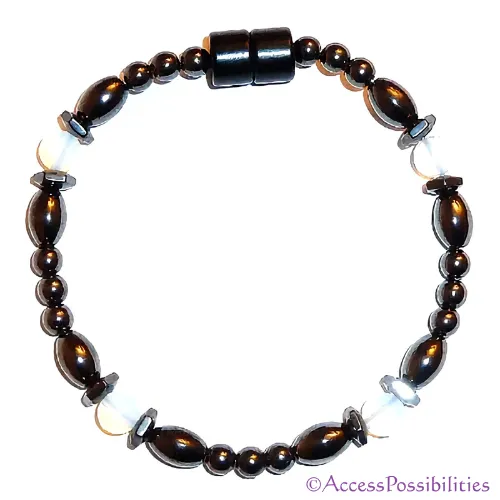 Moonstone Hex And Rice Magnetite Magnetic Anklet