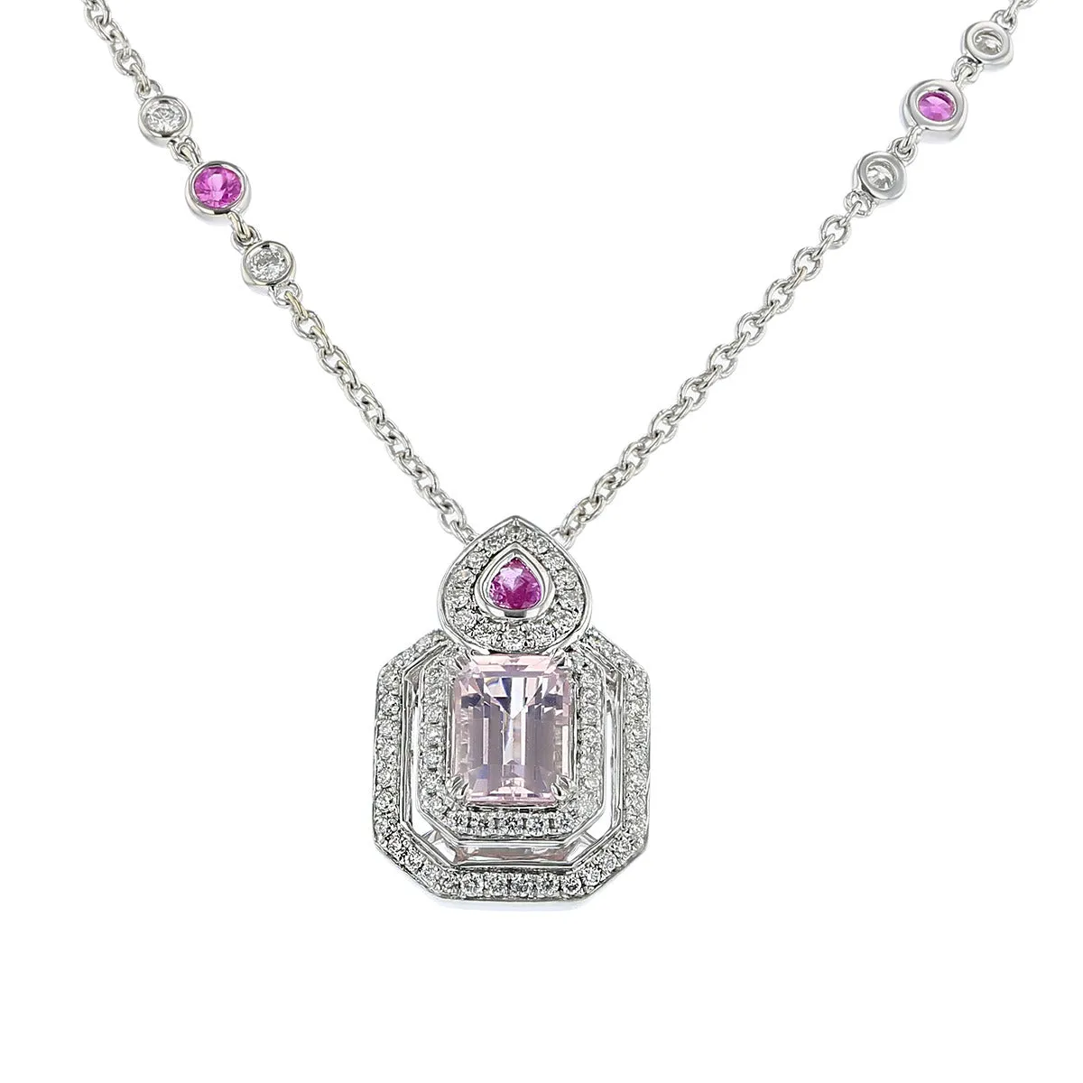 Morganite, Pink Sapphire and Diamond Necklace