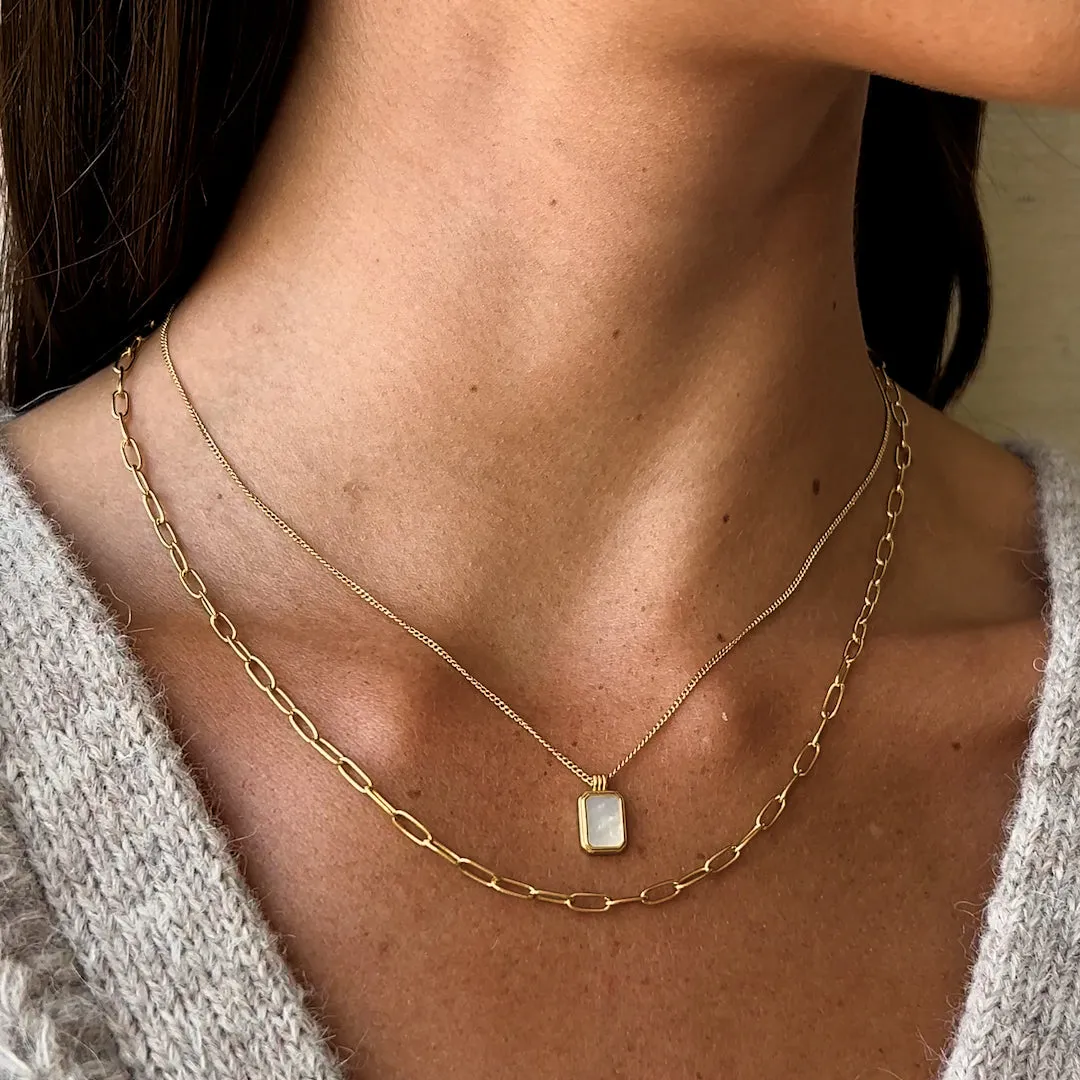 Mother of Pearl Tag Necklace - Iria