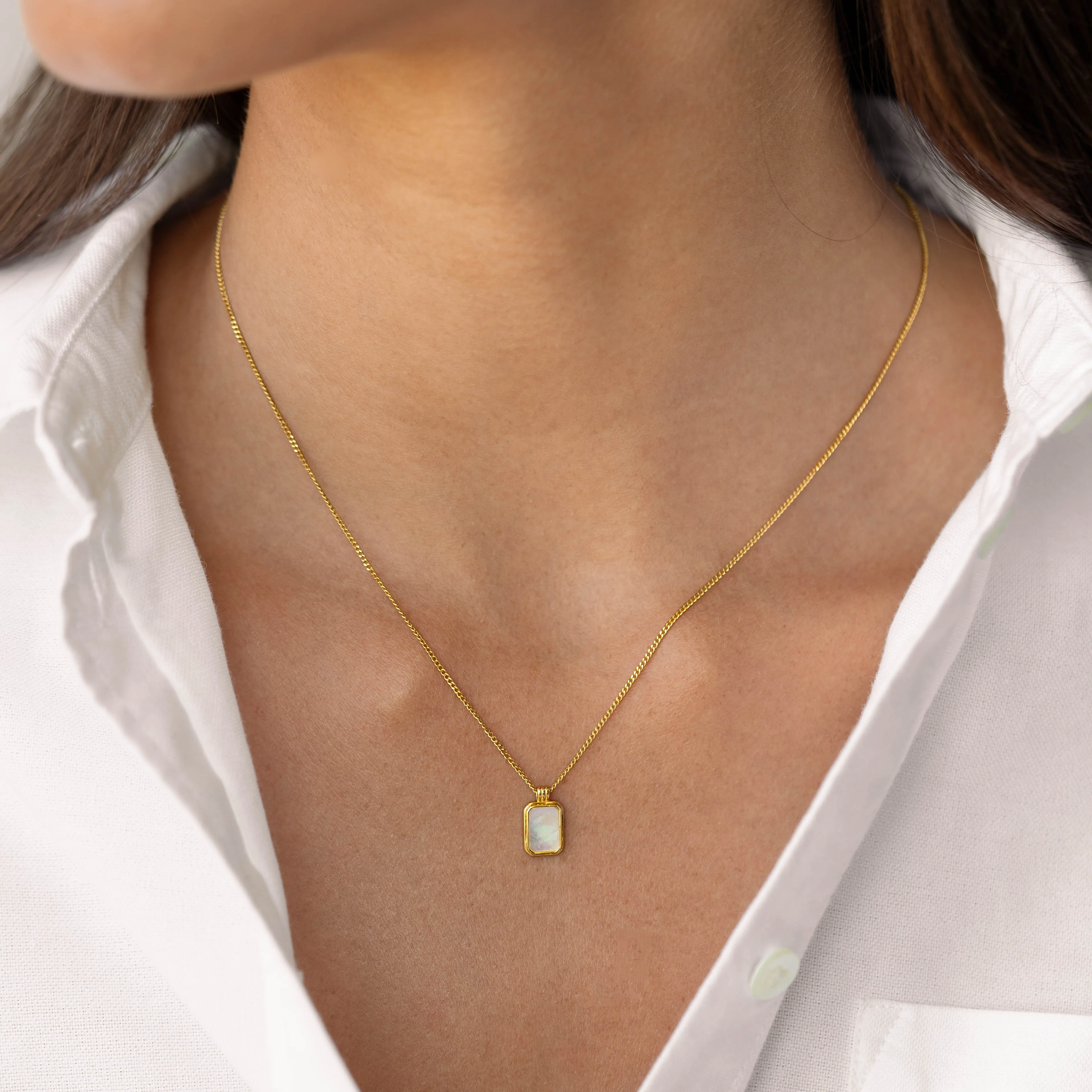 Mother of Pearl Tag Necklace - Iria