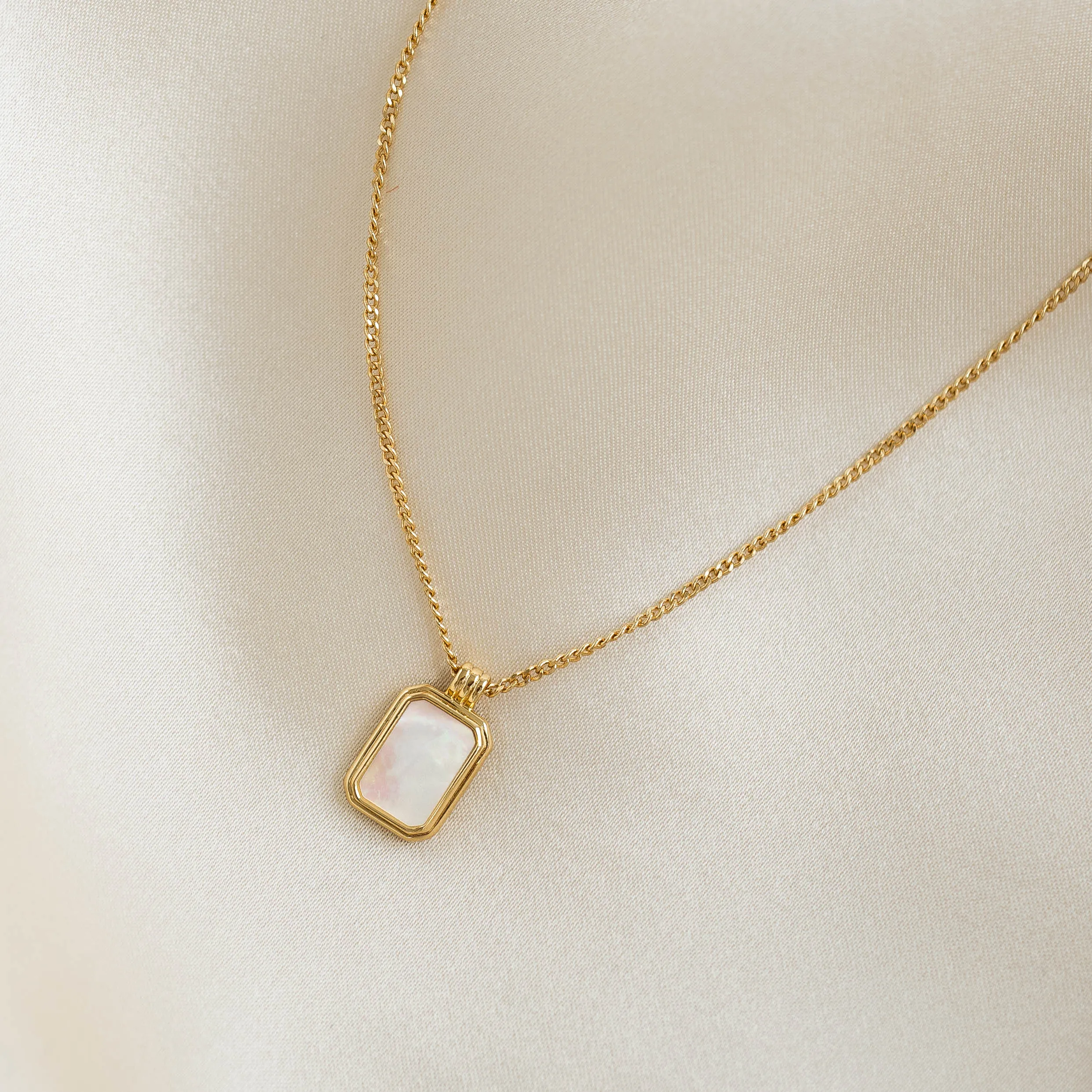 Mother of Pearl Tag Necklace - Iria